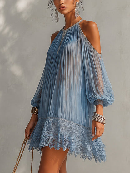 NOA – Vestido Azul de Encaje Chic