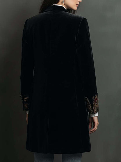 Camilla | Blazer Aderente con Stampa Barocca Nera