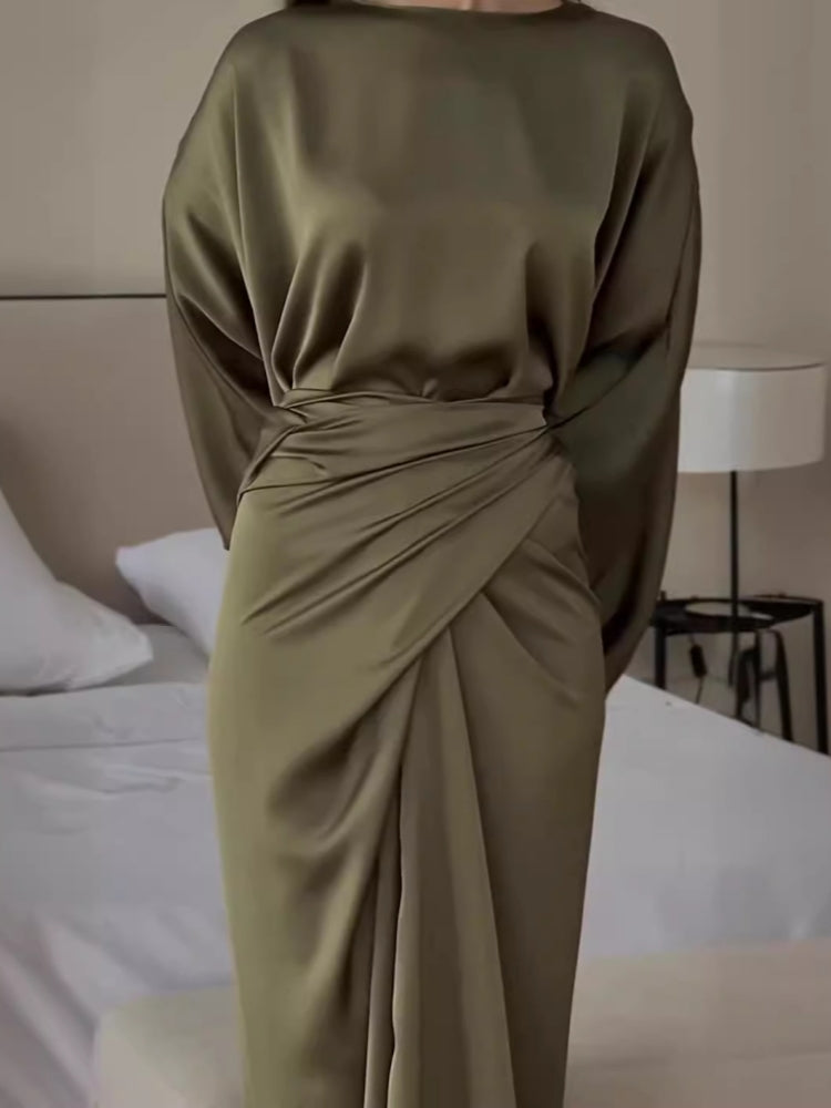 Vestido Largo Satén Elegante | Camila Lopez