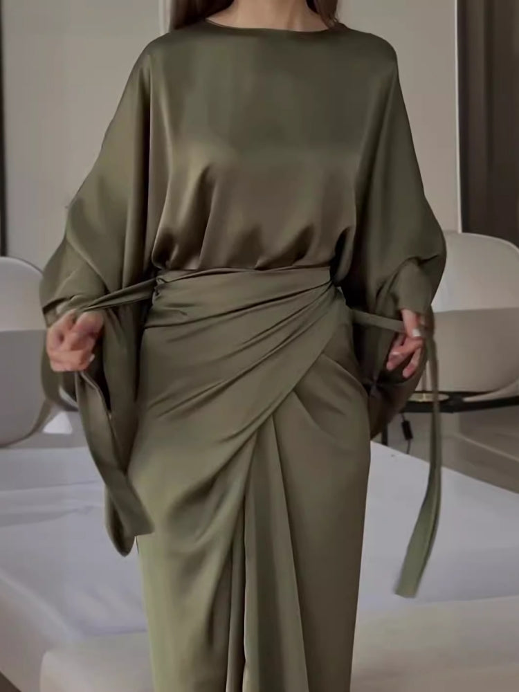 Vestido Largo Satén Elegante | Camila Lopez