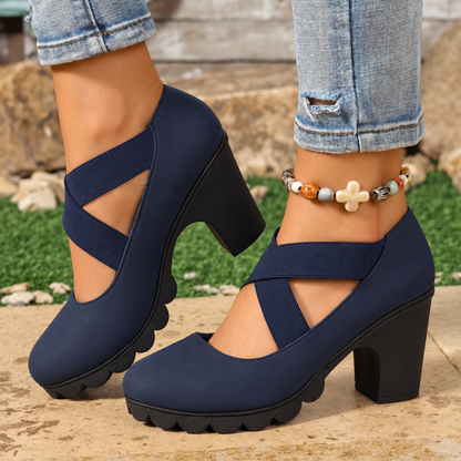 Katia – Scarpe da Donna con Tacco Largo e Cinturini Incrociati