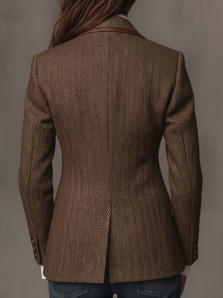 Francesca | Blazer con Inserti Stampati a Spina di Pesce