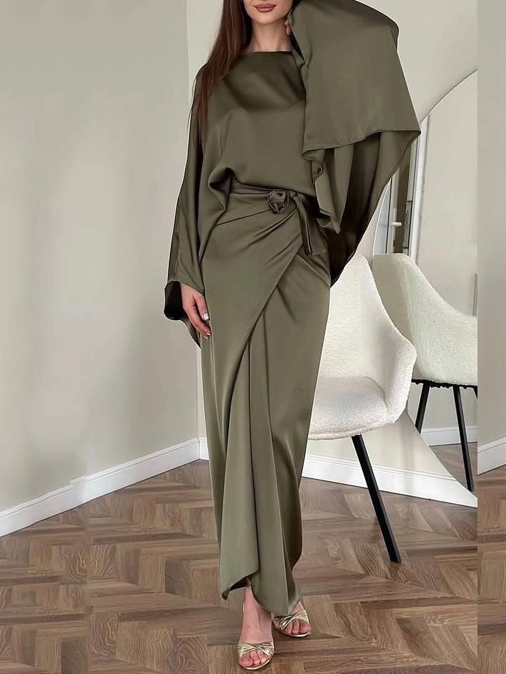 Vestido Largo Satén Elegante | Camila Lopez