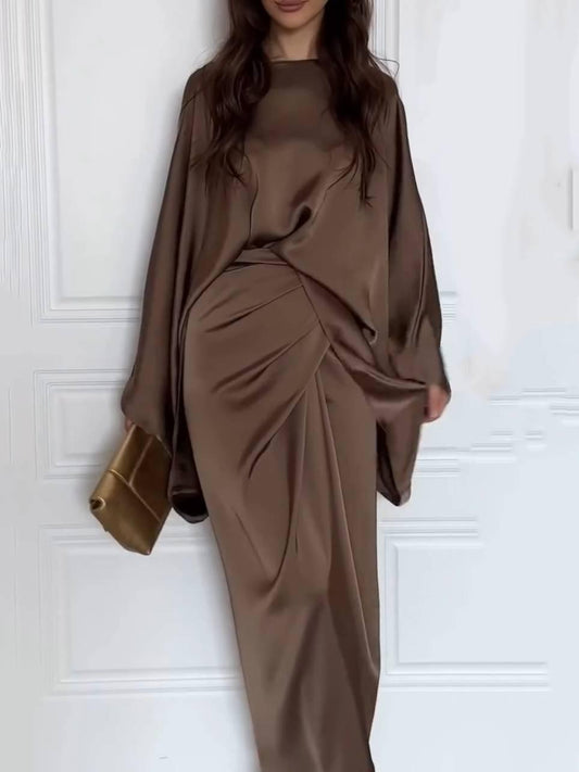 Vestido Largo Satén Elegante | Camila Lopez
