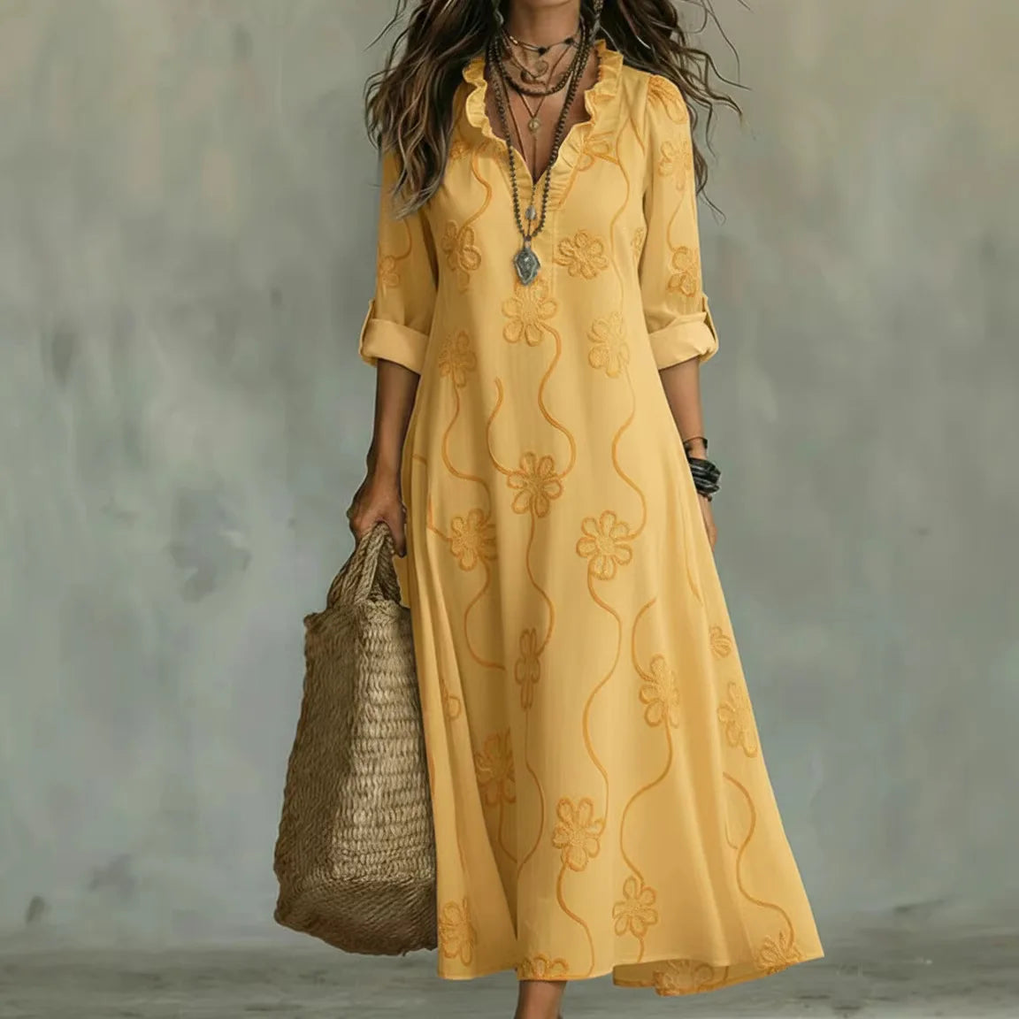LORENA – Vestido Largo Floral Premium