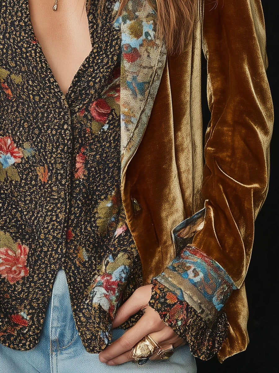 Anna | Blazer Patchwork con Stampa Floreale Vintage