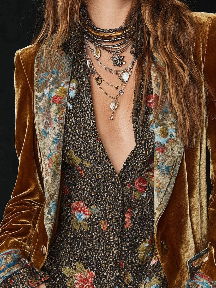 Anna | Blazer Patchwork con Stampa Floreale Vintage